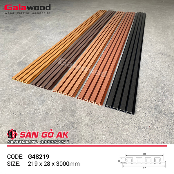 Lam sóng gỗ nhựa ngoài trời Galawood G4S219 Black